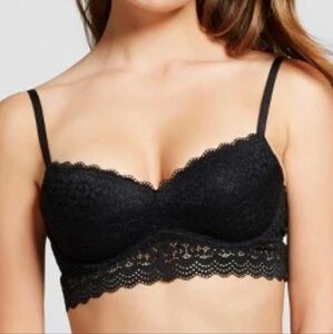 Xhilaration Longline Black Lace Push Up Underwire Bra Bralette, Sz 38B